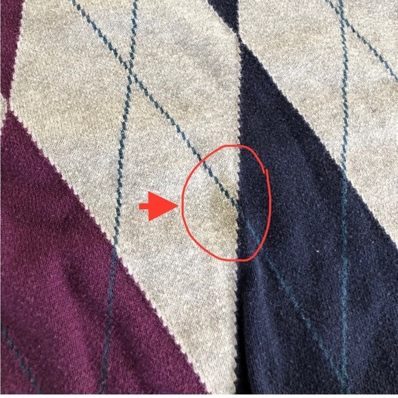 IZod V-Neck Purple & Navy Argyle Pattern Men’s Sweater XL - Picture 6 of 13